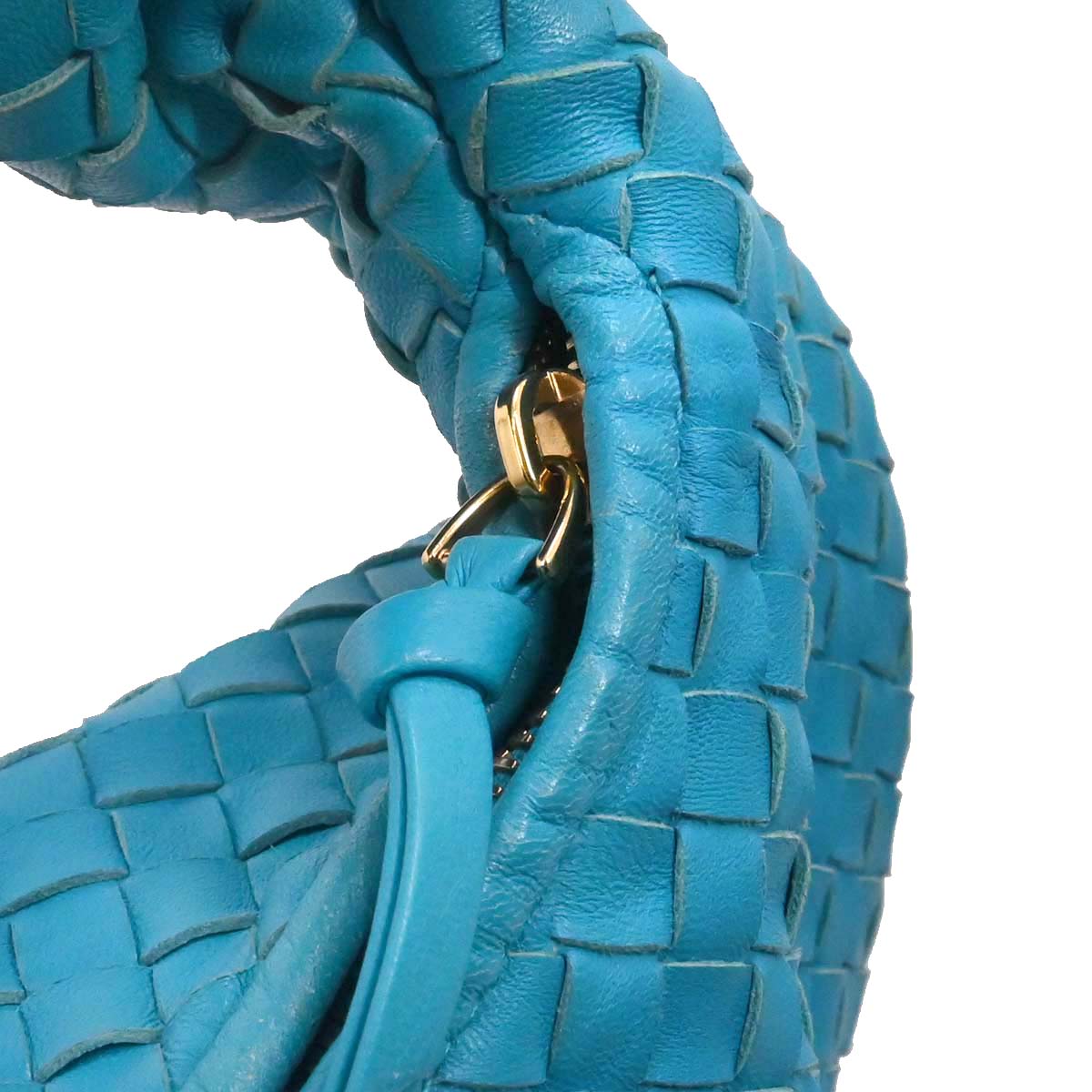 Bottega Veneta Blue Lambskin Intrecciato Hobo Handbag
