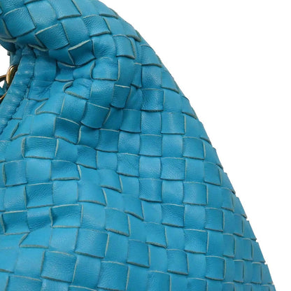 Bottega Veneta Blue Lambskin Intrecciato Hobo Handbag