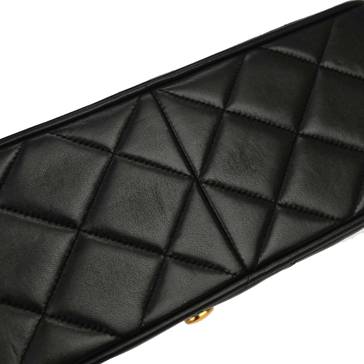 Chanel Black Lambskin Straight Flap Shoulder Bag