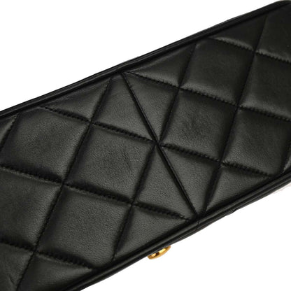Chanel Black Lambskin Straight Flap Shoulder Bag