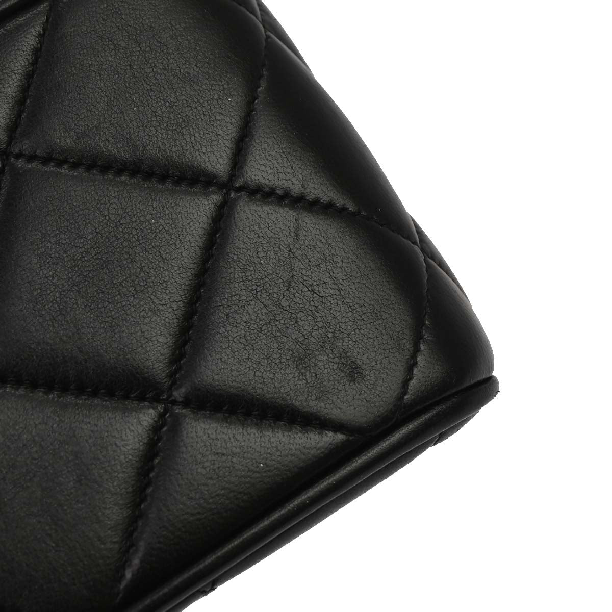Chanel Black Lambskin Straight Flap Shoulder Bag