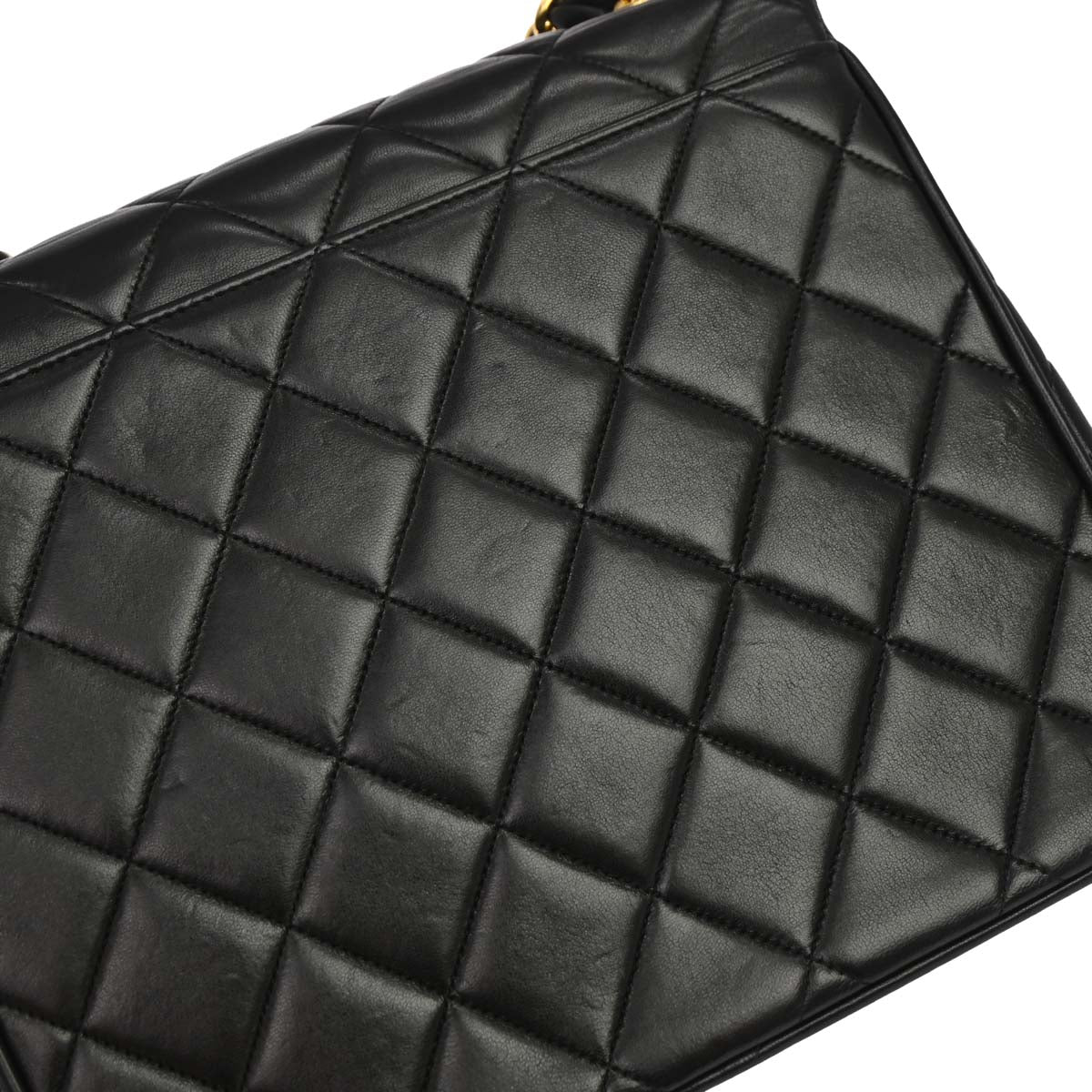 Chanel Black Lambskin Straight Flap Shoulder Bag