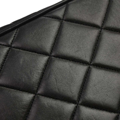 Chanel Black Lambskin Straight Flap Shoulder Bag