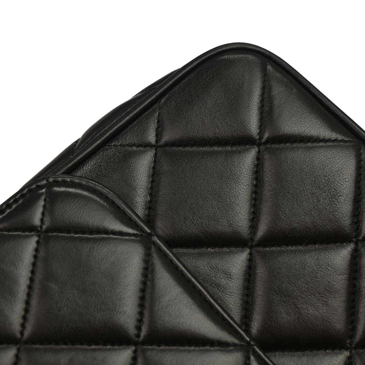 Chanel Black Lambskin Straight Flap Shoulder Bag