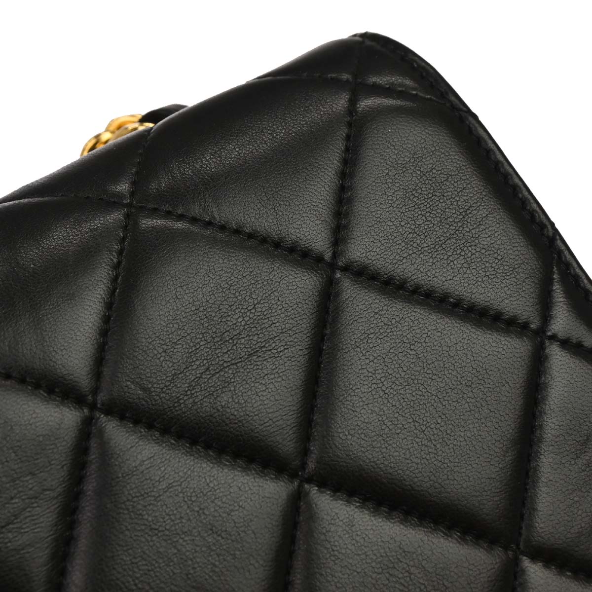 Chanel Black Lambskin Straight Flap Shoulder Bag