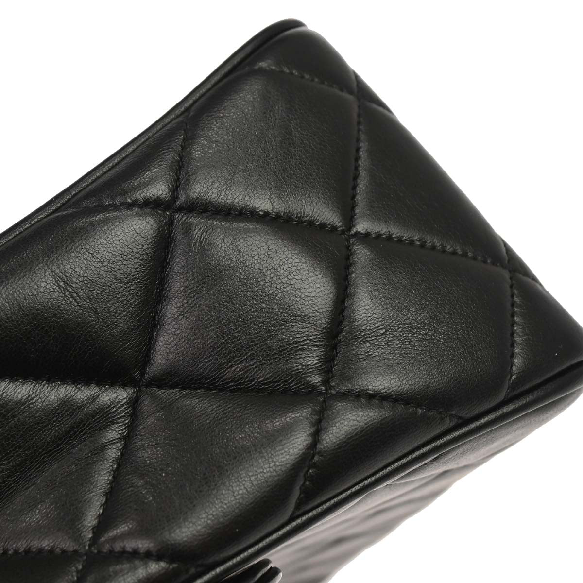 Chanel Black Lambskin Straight Flap Shoulder Bag