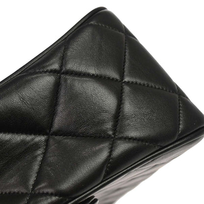 Chanel Black Lambskin Straight Flap Shoulder Bag