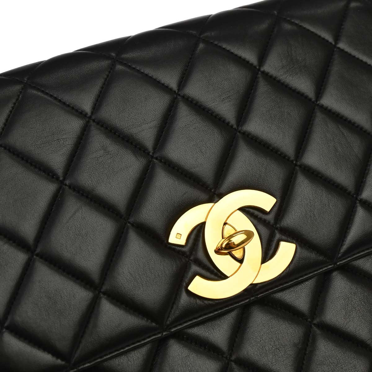 Chanel Black Lambskin Straight Flap Shoulder Bag