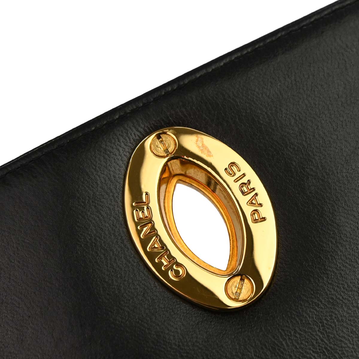 Chanel Black Lambskin Straight Flap Shoulder Bag