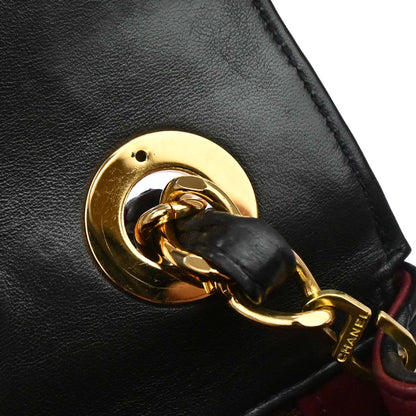 Chanel Black Lambskin Straight Flap Shoulder Bag