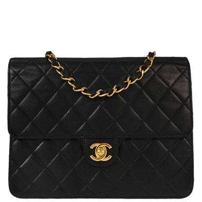 Chanel Black Lambskin Turnlock Small Half Flap Shoulder Bag