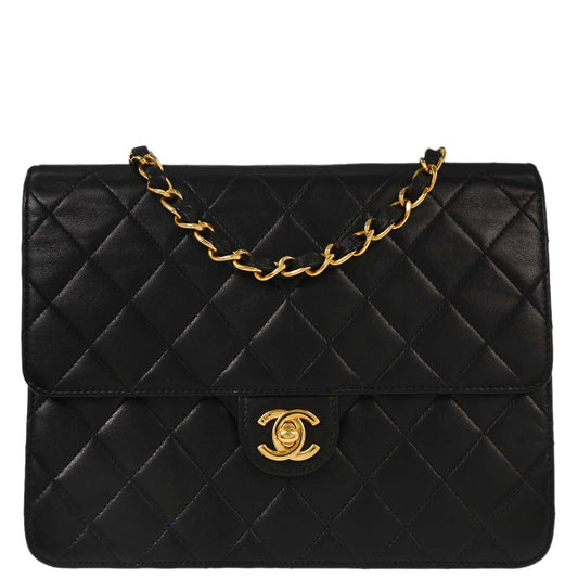 Chanel Black Lambskin Turnlock Small Half Flap Shoulder Bag