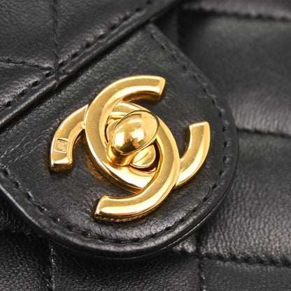 Chanel Black Lambskin Turnlock Small Half Flap Shoulder Bag