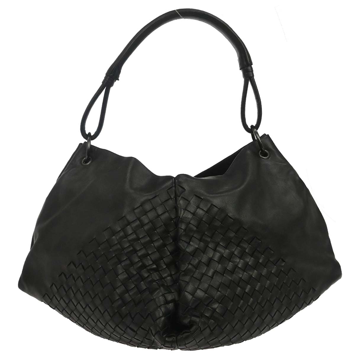 Bottega Veneta Black Lambskin Intrecciato Handbag