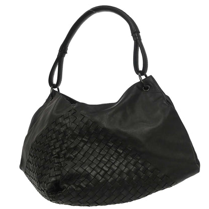 Bottega Veneta Black Lambskin Intrecciato Handbag