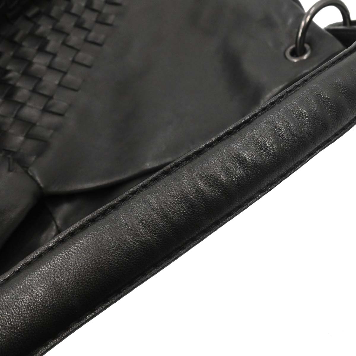 Bottega Veneta Black Lambskin Intrecciato Handbag