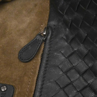 Bottega Veneta Black Lambskin Intrecciato Handbag