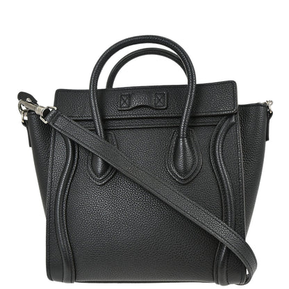 Celine Black Leather Nano Luggage Shoulder Tote Bag