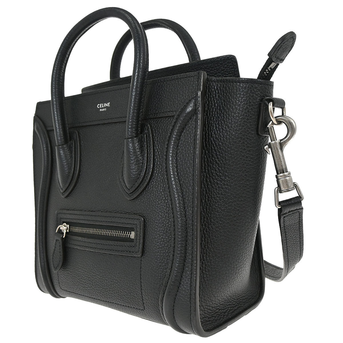 Celine Black Leather Nano Luggage Shoulder Tote Bag