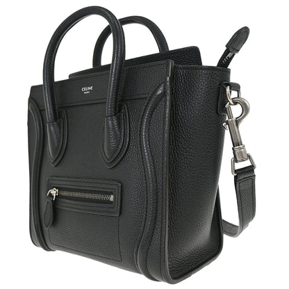 Celine Black Leather Nano Luggage Shoulder Tote Bag