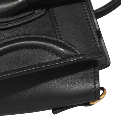 Celine Black Leather Nano Luggage 2way Shoulder Tote Bag