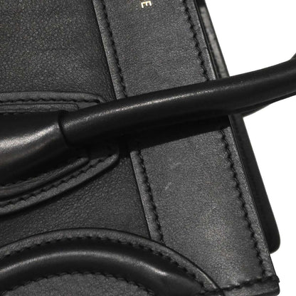 Celine Black Leather Nano Luggage 2way Shoulder Tote Bag