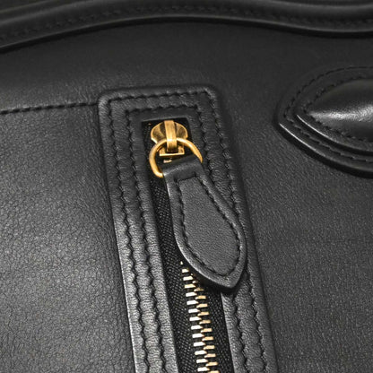 Celine Black Leather Nano Luggage 2way Shoulder Tote Bag