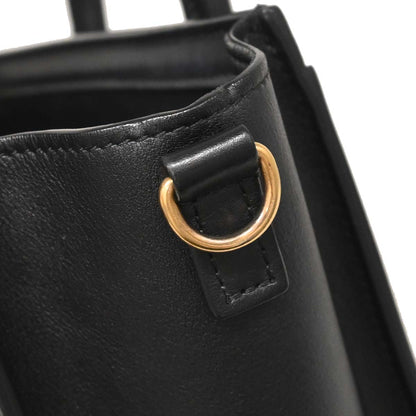 Celine Black Leather Nano Luggage 2way Shoulder Tote Bag