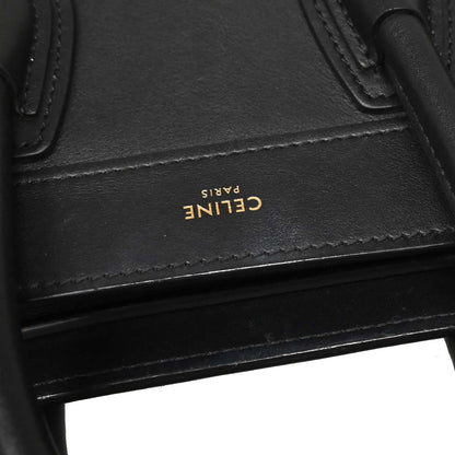 Celine Black Leather Nano Luggage 2way Shoulder Tote Bag