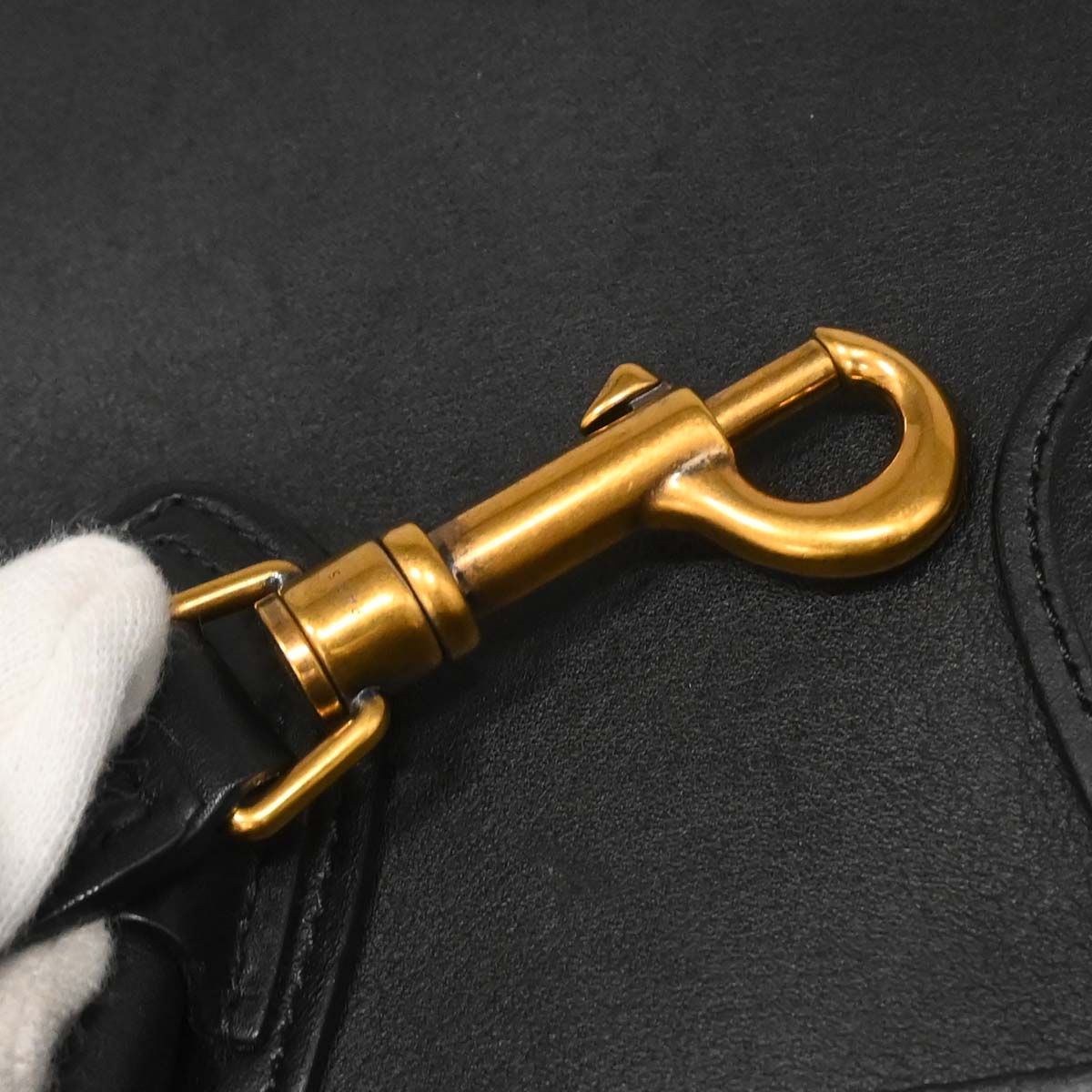 Celine Black Leather Nano Luggage 2way Shoulder Tote Bag
