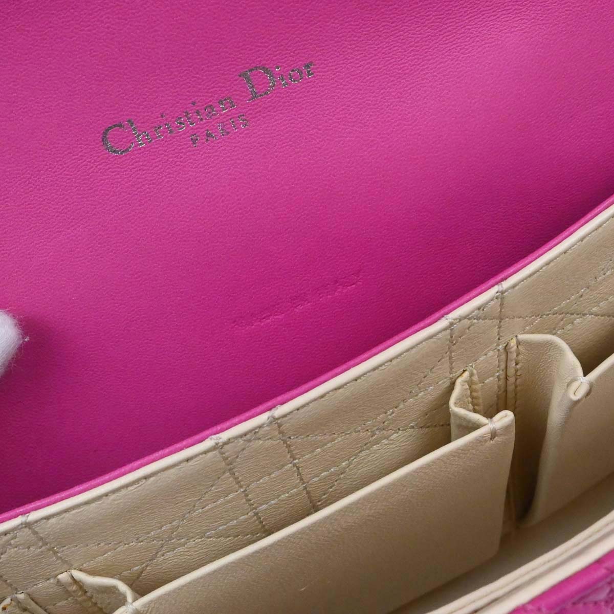 Christian Dior Pink Lambskin Cannage Miss Dior Shoulder Bag