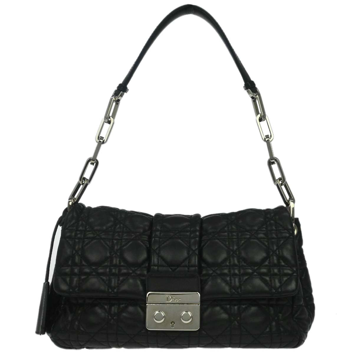 Christian Dior Black Lambskin Cannage Handbag