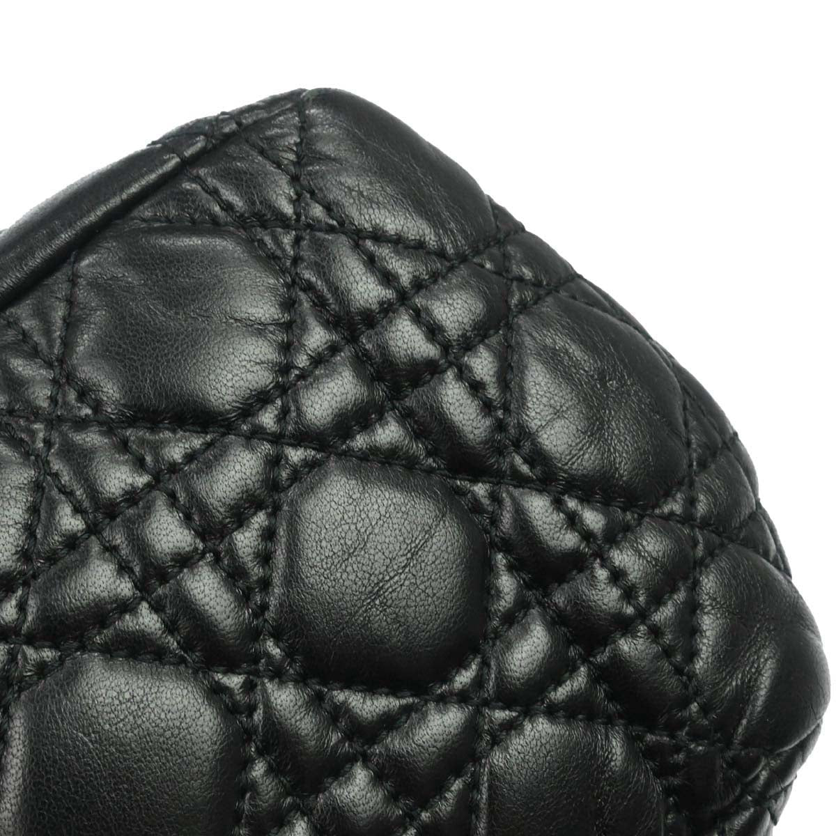 Christian Dior Black Lambskin Cannage Handbag