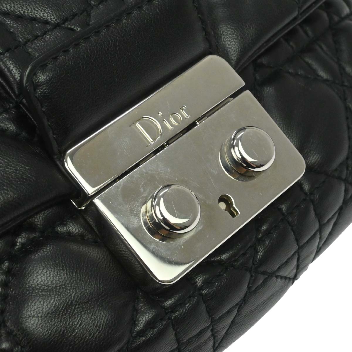 Christian Dior Black Lambskin Cannage Handbag
