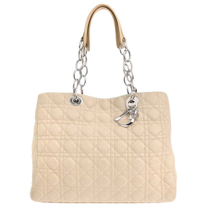 Christian Dior Beige Lambskin Cannage Tote Handbag