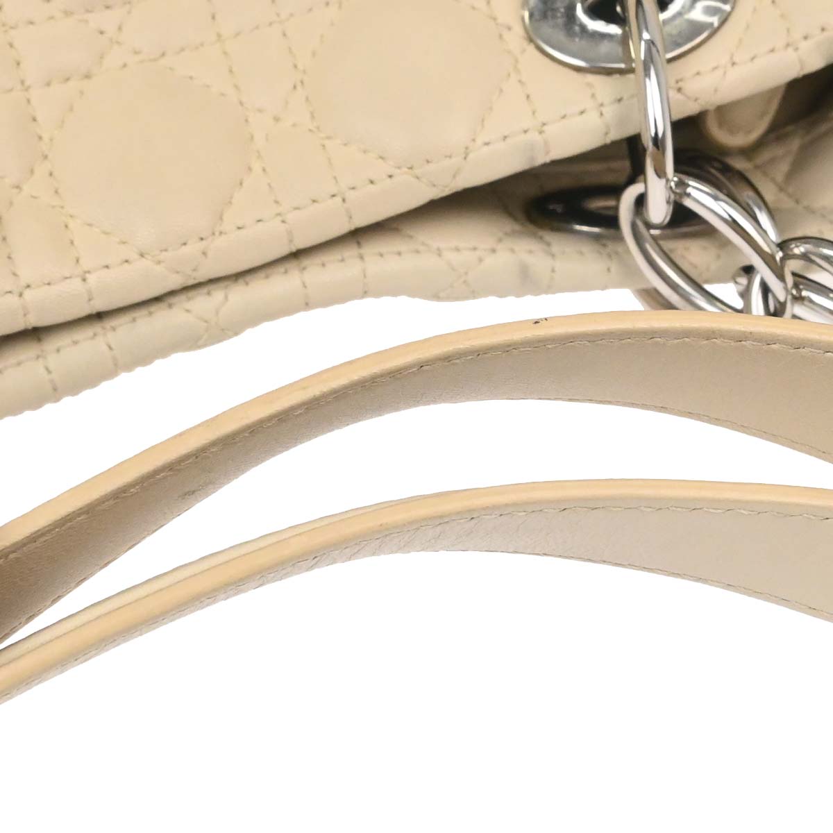 Christian Dior Beige Lambskin Cannage Tote Handbag
