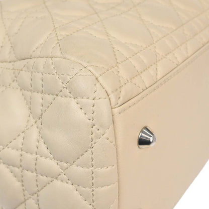 Christian Dior Beige Lambskin Cannage Tote Handbag