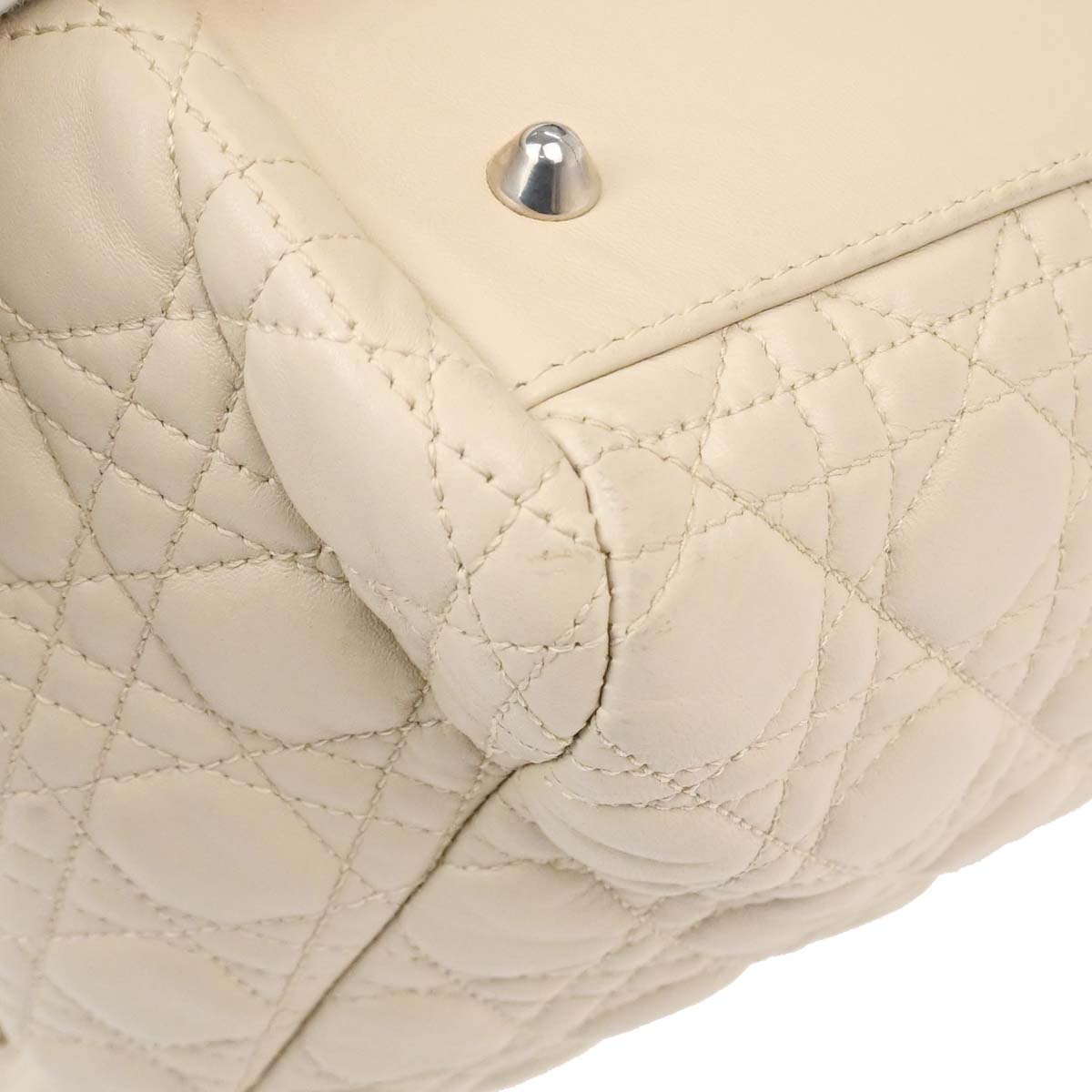 Christian Dior Beige Lambskin Cannage Tote Handbag