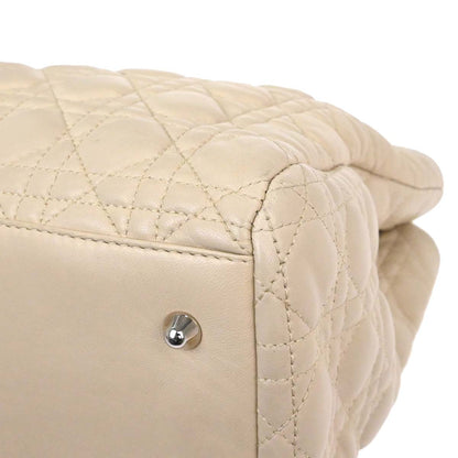 Christian Dior Beige Lambskin Cannage Tote Handbag