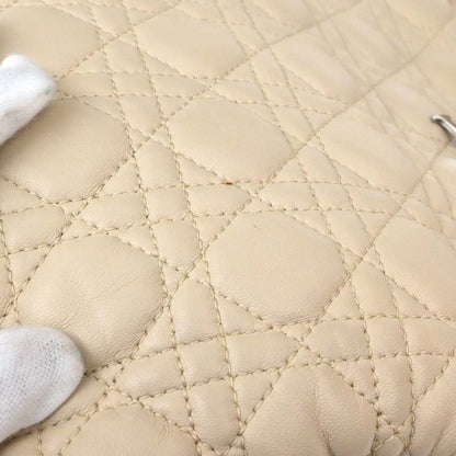 Christian Dior Beige Lambskin Cannage Tote Handbag