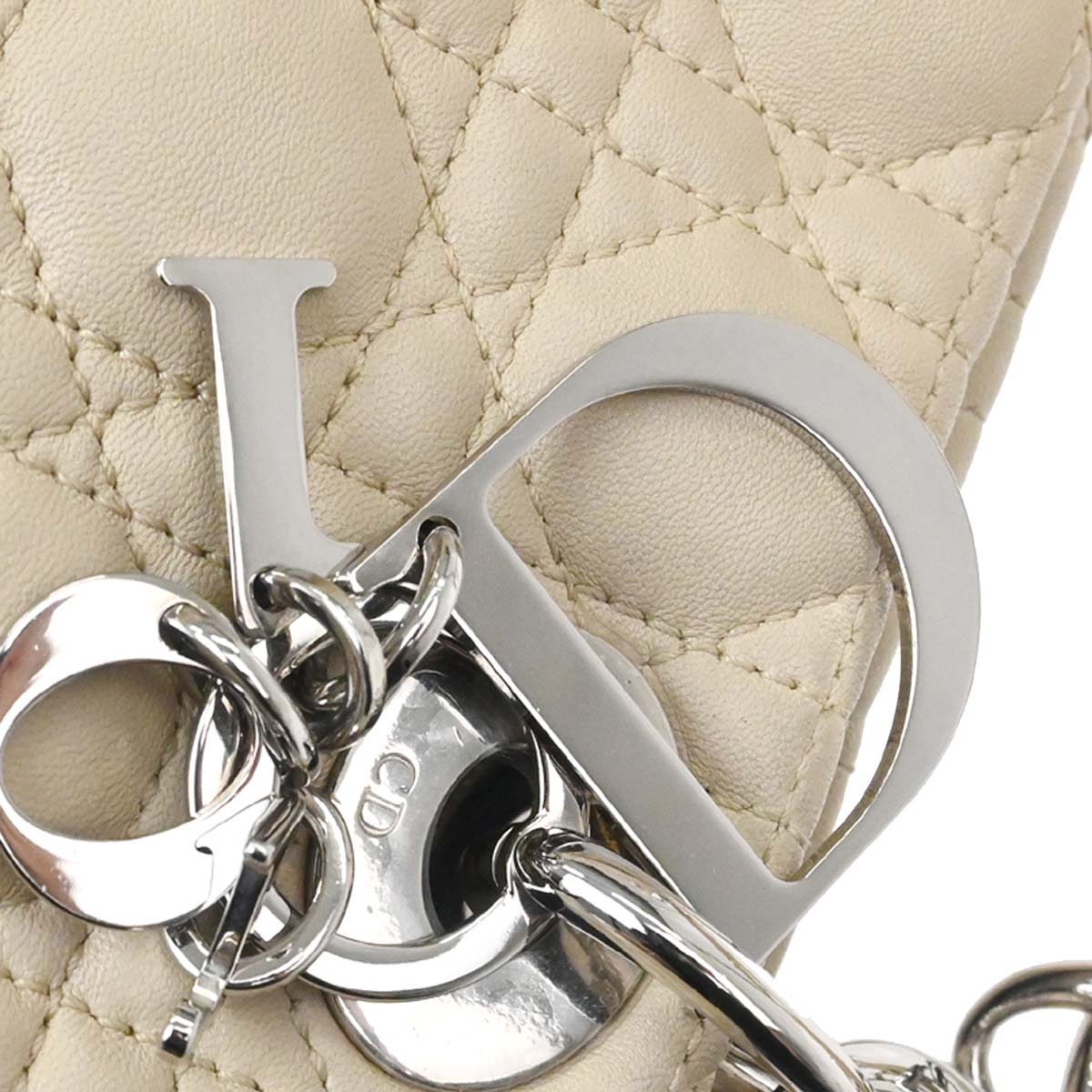 Christian Dior Beige Lambskin Cannage Tote Handbag