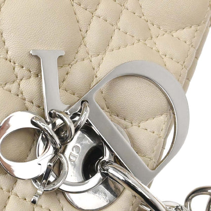 Christian Dior Beige Lambskin Cannage Tote Handbag