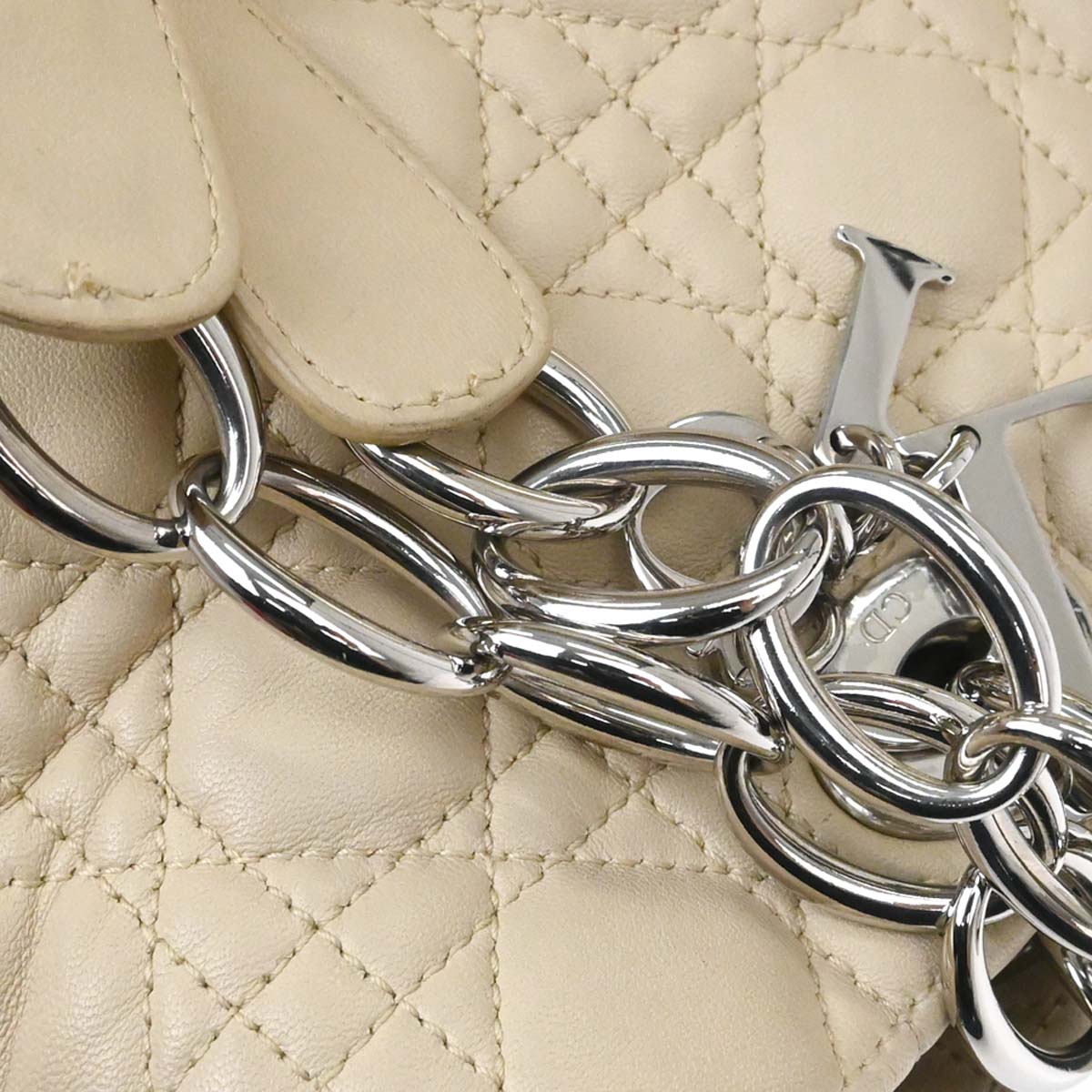 Christian Dior Beige Lambskin Cannage Tote Handbag