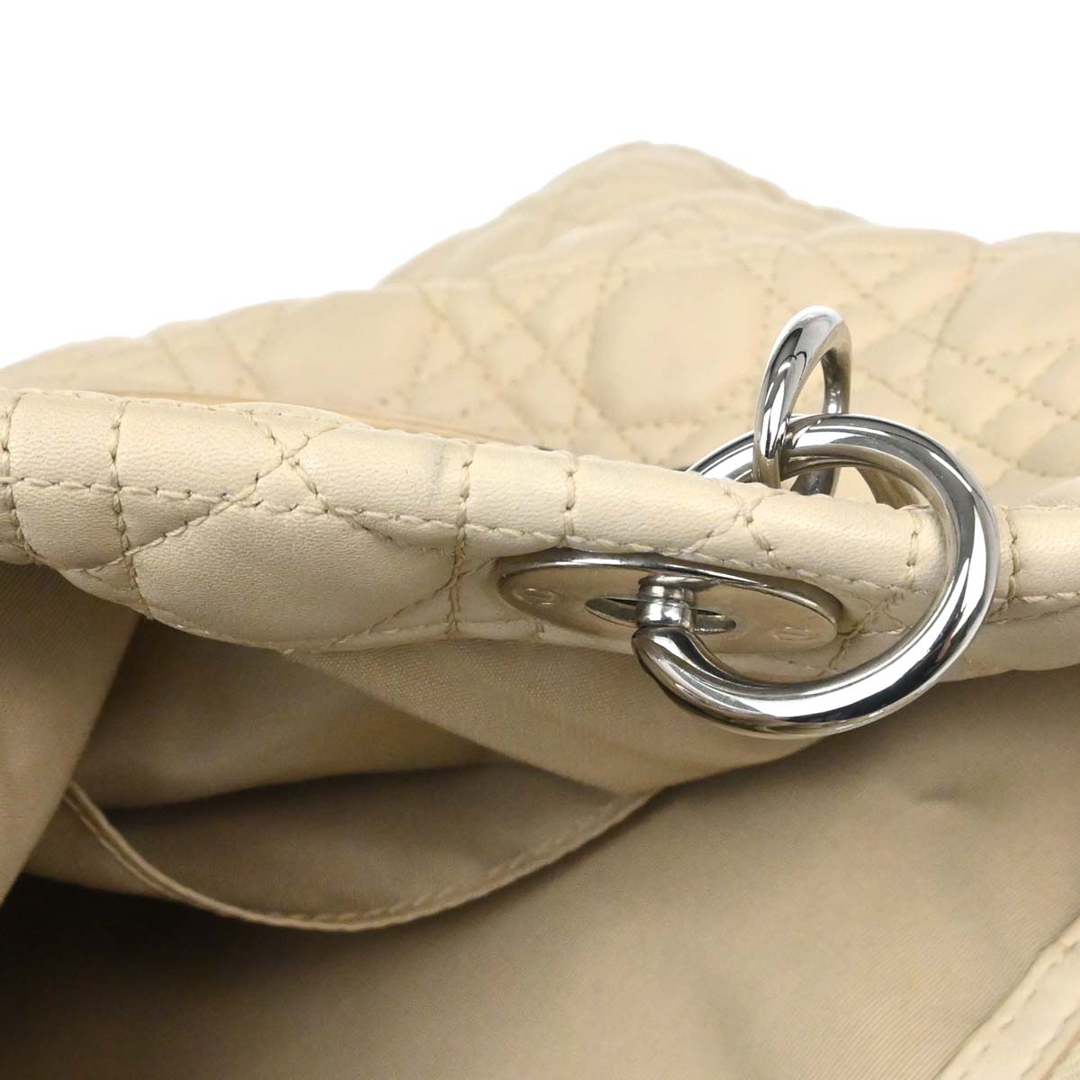 Christian Dior Beige Lambskin Cannage Tote Handbag