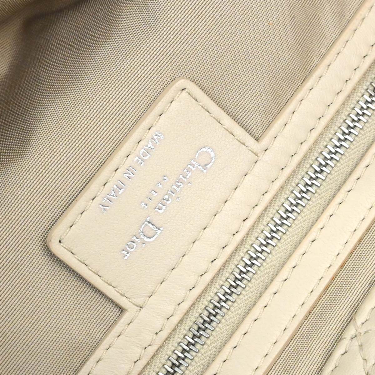 Christian Dior Beige Lambskin Cannage Tote Handbag