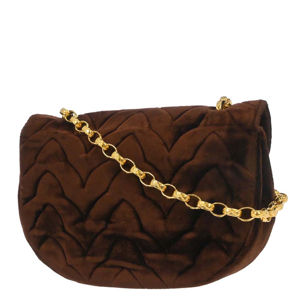 Chanel Brown Velvet Chain Shoulder Bag