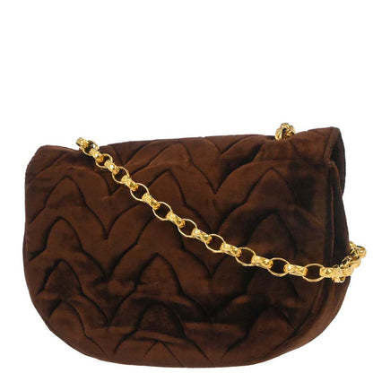 Chanel Brown Velvet Chain Shoulder Bag