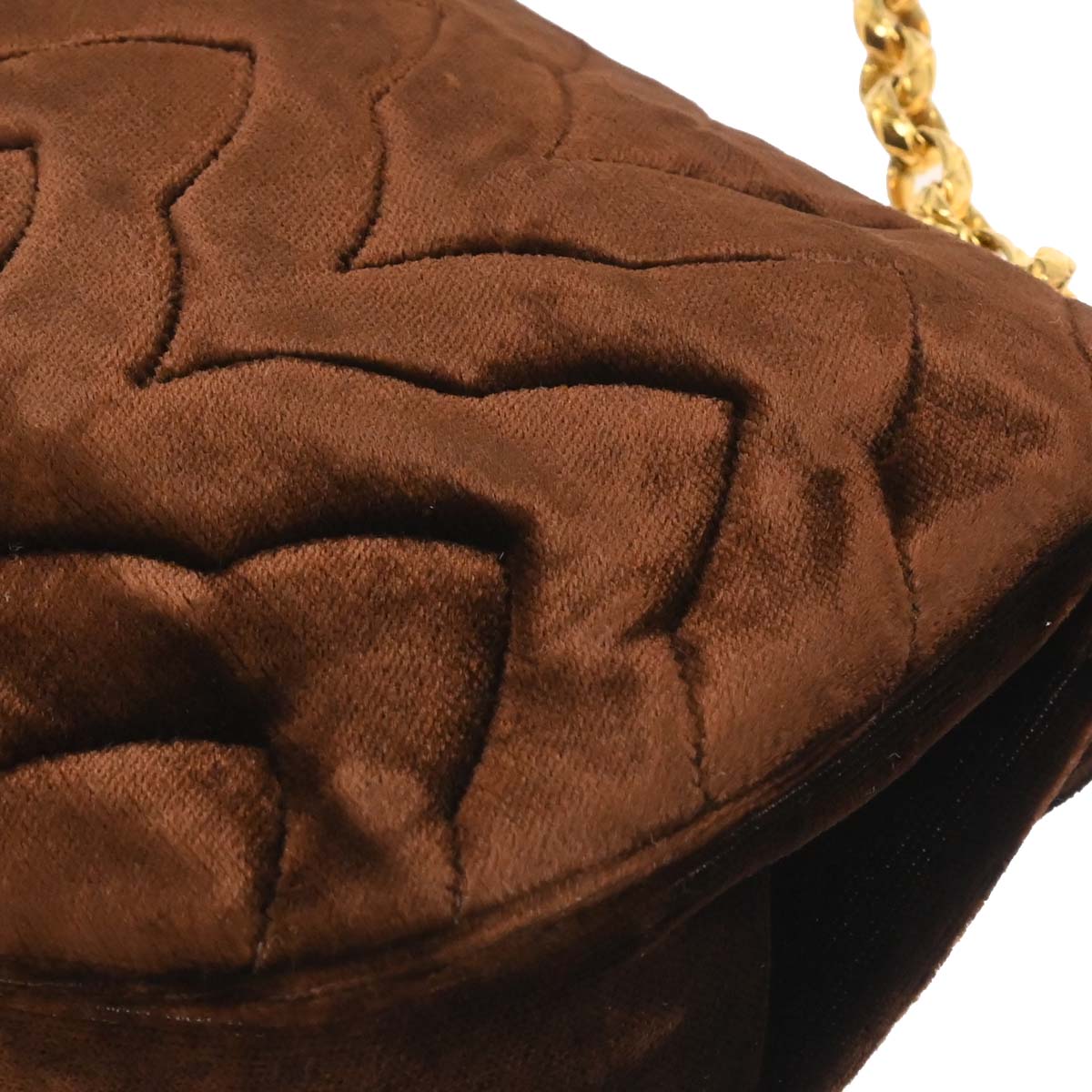 Chanel Brown Velvet Chain Shoulder Bag