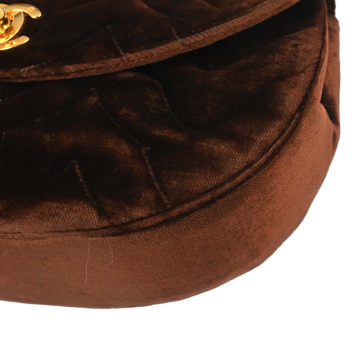 Chanel Brown Velvet Chain Shoulder Bag
