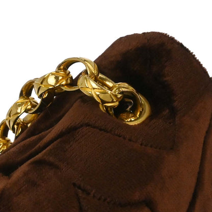 Chanel Brown Velvet Chain Shoulder Bag